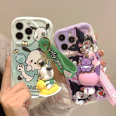 3D Kuromi Wavy Case with Strap for iPhone